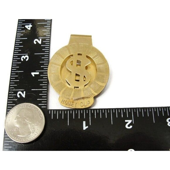 Vintage Circle Dollar Sign Money Clip Men Wallet ID Credit Card Holder - Picture 7 of 8